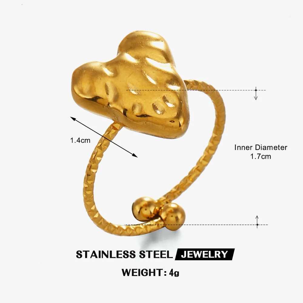 Stainless Steel Fashion Minimalist Sweet Heart Rings for Women Waterproof Adjustable Finger Ring Party Jewelry Gift 2025 New In M251215