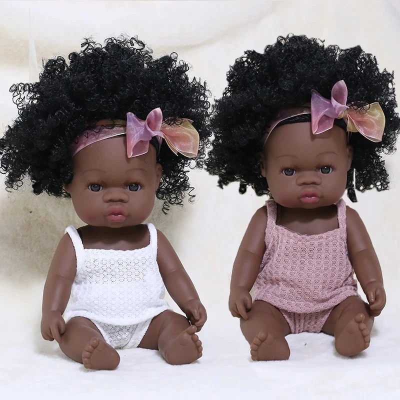 35cm born Reborn African Doll Baby Simulation Soft Vinyl Children Lifelike Toys Christmas Birthday Toys Dolls for Babies 251212