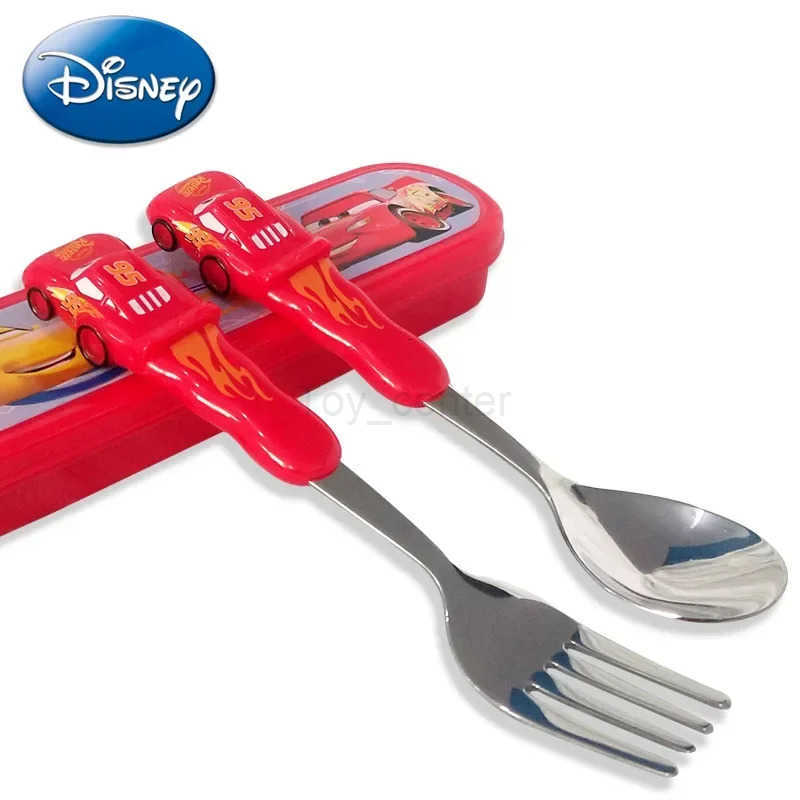 Disney DisneyCarLightning McQueen cutlery Set Animated Cartoon 304 stainless steel fork and spoon Box 3D childrens Christmas gift toys H251215