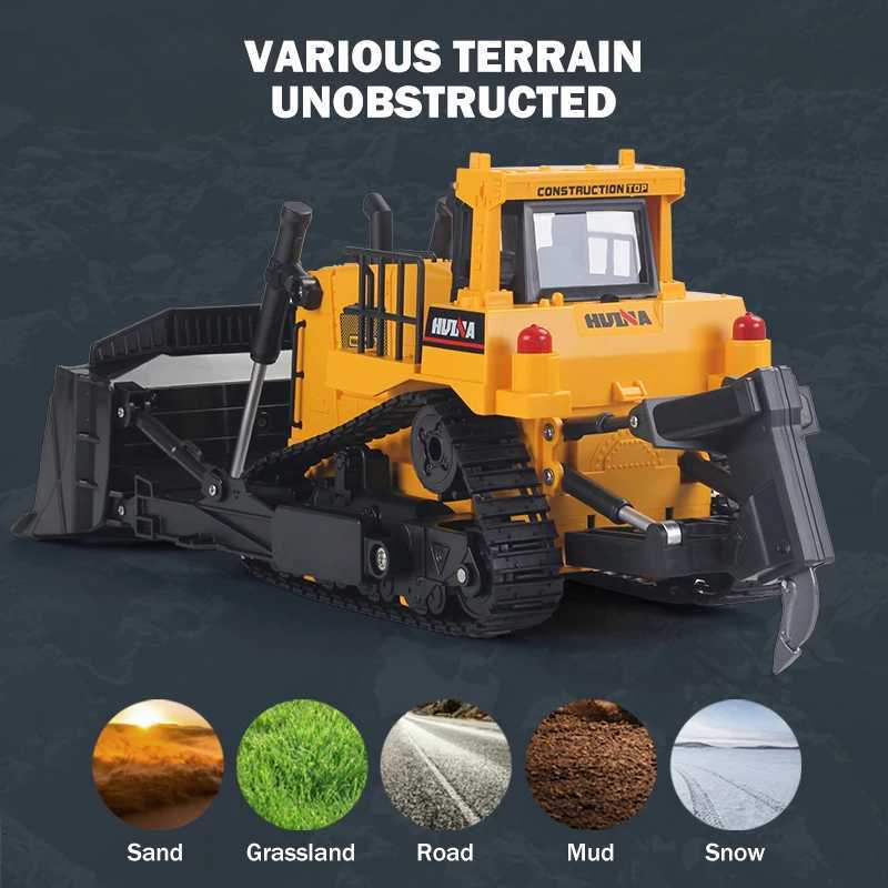 Huina Rc Car Boys Toy Remote Control Truck 116 Engineering Vehicle Radio-Controlled Bulldozer Crawler Model Children GiftT251215 - view 6