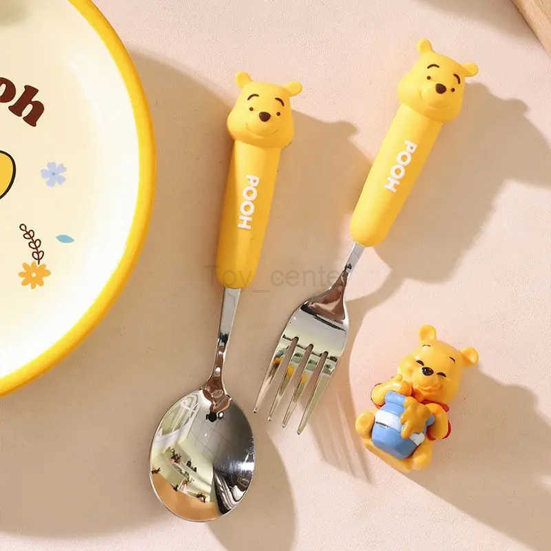 Disney tableware set Winnie Bear Lotso food grade stainless steel fork spoon cartoon cute childrens tableware H251215