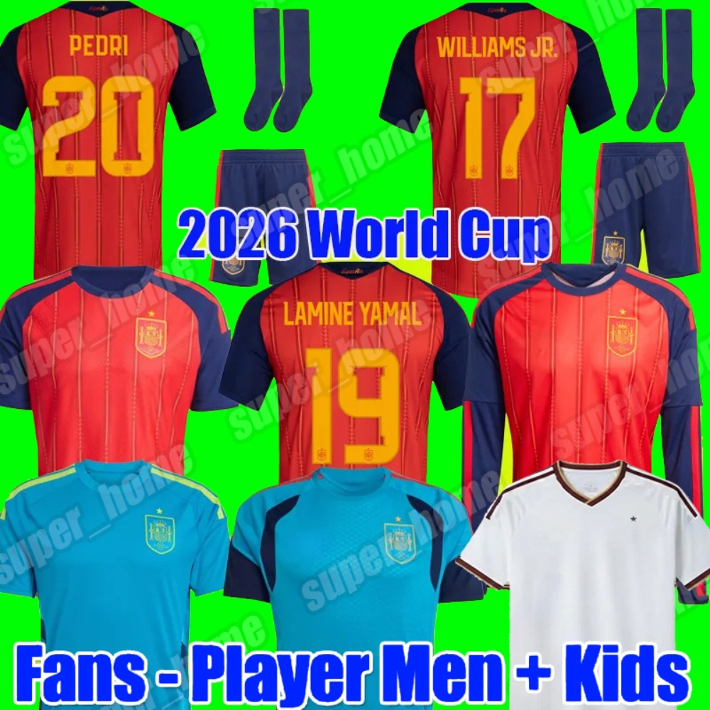 2026 World Cup SPAIN Soccer Jerseys PEDRI GAVI LAMINE YAMAL MORATA Carvajal OLMO FERRAN RODRIGO ZUBIMENDI MERINO Jersey SPANISH Men Kid Kit Football Shirt Fan Player