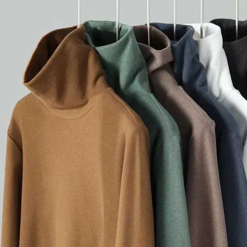 Thermal Underwear Tops Winter Warm High Collar Long Sleeves Mens Double-sided German Velvet Slim Fit Plus Velvet Inner Wear G251215