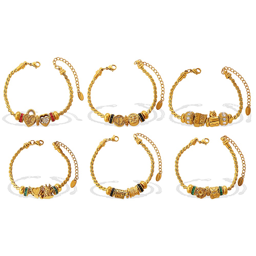 TaiYang 2025 New Women's Fashion Multi Element Beaded Love Pan Family Bracelet Jewelry DIY charm Accessories Daily Dressing Party Holiday Gift