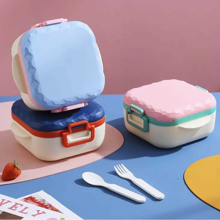 Cute Style Cpartment Lunch Box with Fork Spoon Set No Food Mixing Portable for Outdoors Picnic School Lunch Box for Kids H251213