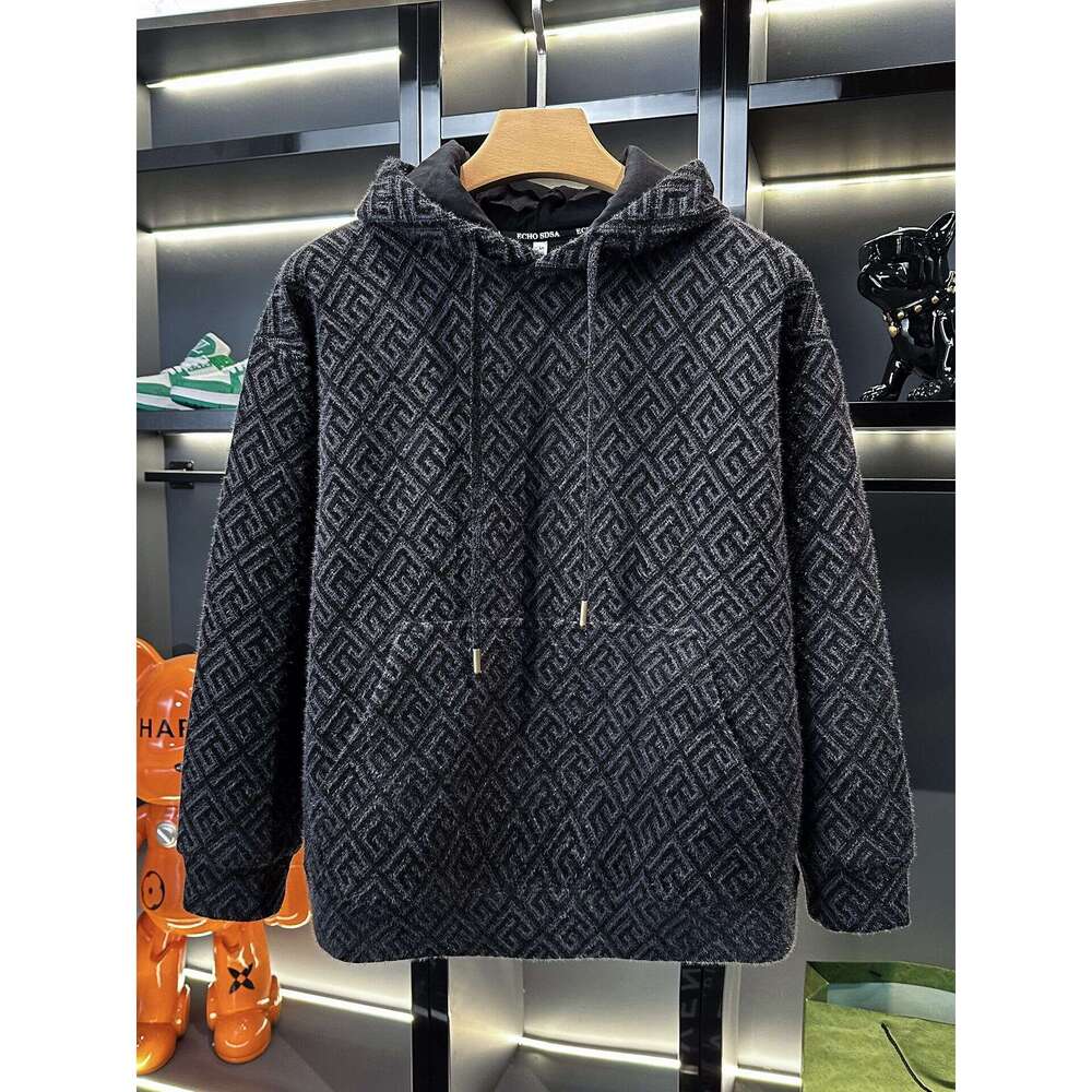European Style Autumn Winter New Trendy Brand Hooded Sweatshirt Casual American Versatile Fashion Light Luxury Pullover Top Men's Clothing