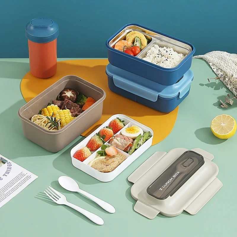 1200/1500ML Lunch Box Portable Double-layer Student Bento Box With Fork Spoon Outing Picnic Box Leakproof Food Storage Container H251213