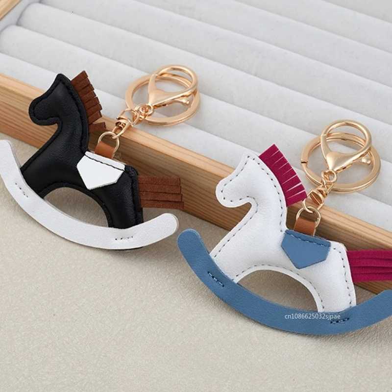 luxury Designer Rocking Horse Keychain Keyring Charm PU Leather Pendant Decoration for Ladies Bag Accessories 2025 M251215