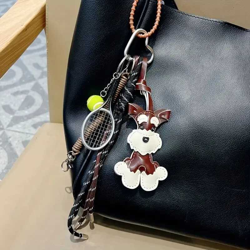 Cartoon PU Bag Key Chain Cute Schnauzer Keyring For Women Dog Puppy Pendant Keychain Pendant Ornaments M251215