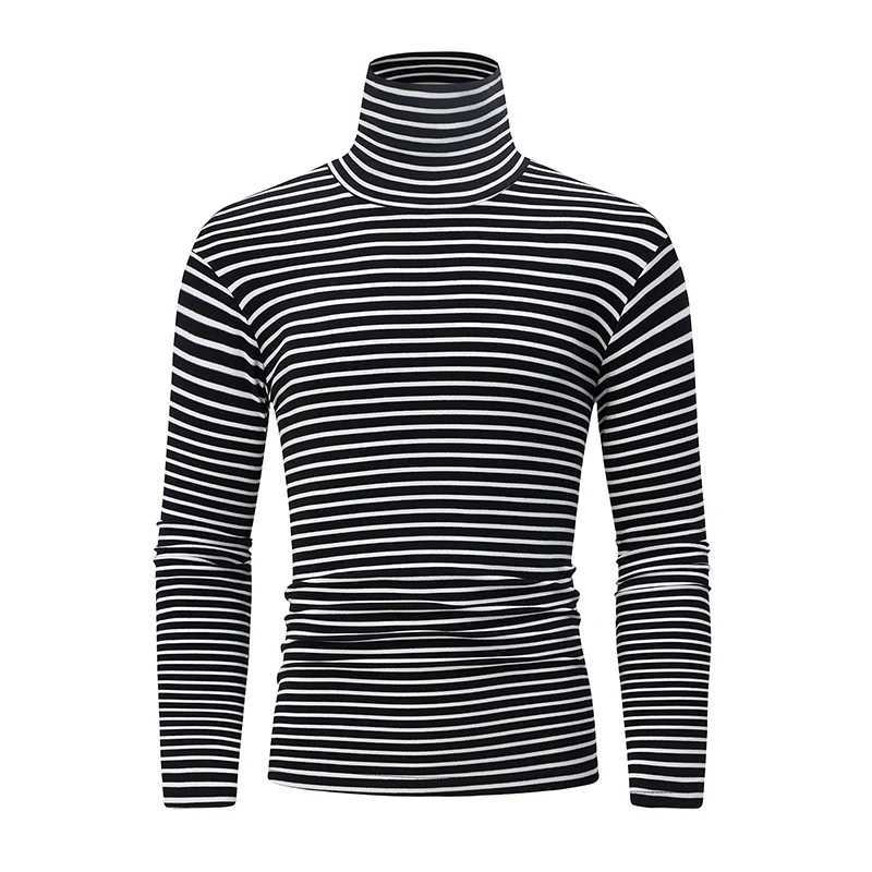 1/2pcs Mens Autumn And Winter Brushed Thick Striped Long Sleeved Top T-shirt Comfortable And Warm Sports And Leisure Base Shirt G251215