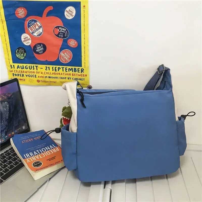 Japanese Simple Messenger Bag Student Nylon Waterproof Canvas Handbag Shoulder Crossbody Bags for Women Men Satchels BolsasT251215