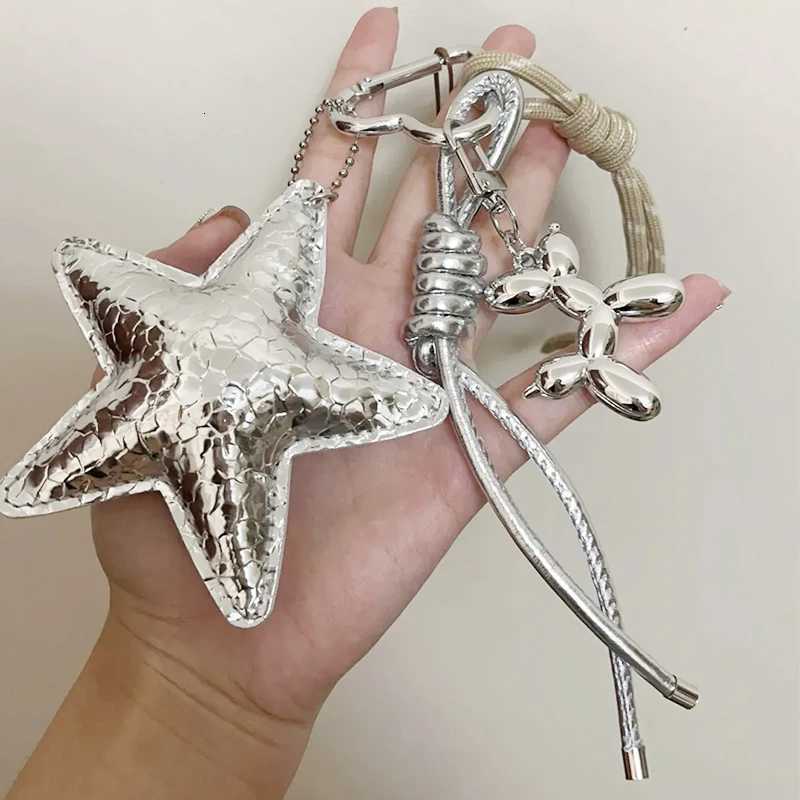 Fashion Starfish Keychain with Cute Balloon Dog Leather Charm Maximalist Braided Rope Bag Ornaments Womens Accessory M251215