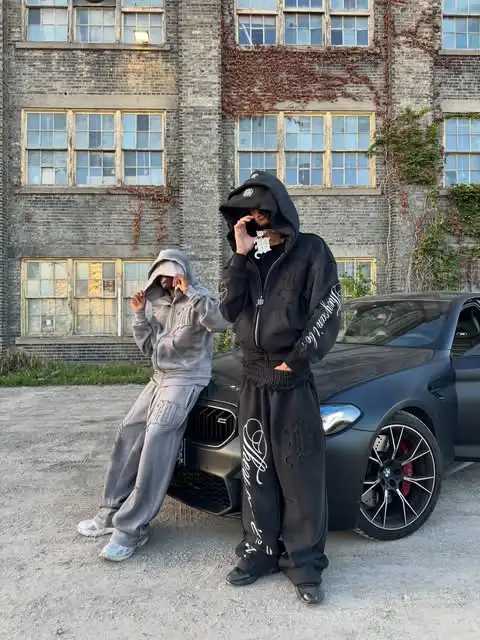 Y2K Harajuku Punk Gothic Loose Hooded Sweatshirt American Embroidered Patch Casual Double Hooded High Strt Retro Sports Sui X251215