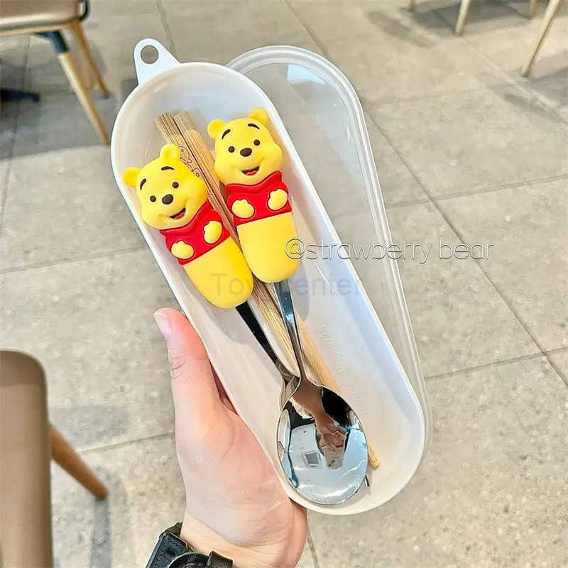 Disney Lotso Childrens Tableware Set for Home 304 Stainless Steel Cute Cartoon Fork and Spoon with Silicone Birthday Gift H251215