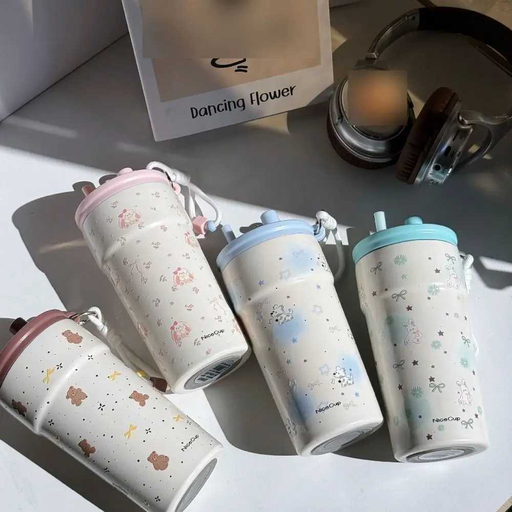 High Appearance 500 Vacuum Cup Large Capacity With Lifting Rope Insulated Cup Leak-proof Double Drink Suction Tube Cup Drinkware H251215