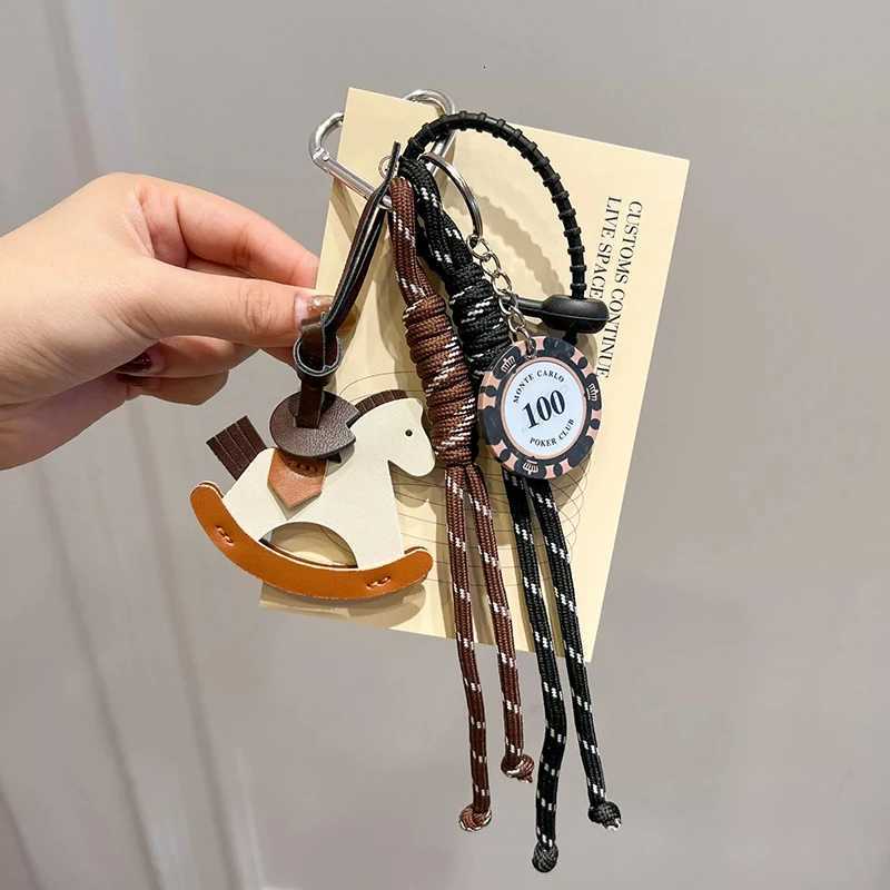 Practical Leather Horse Pendant Keychain With Braided Rope Bags Pendant Charm For Stylish Phone And Bag Accessories M251215