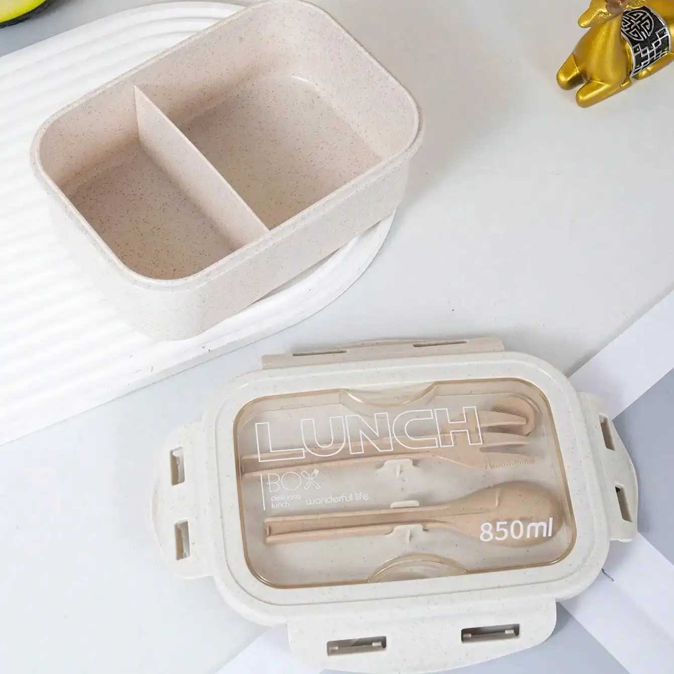 1pc lunch box lunch box off workers day solid color square shaped sed with tableware microwave oven meal box H251213