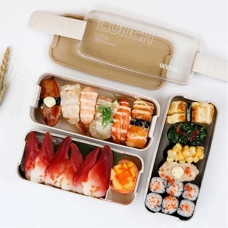 900ml Food Container for Food Bento Box Japanese Thermal Snack Lunch Box for Kids with Cpartment Leakproof Lunchbox Dinnerware H251213