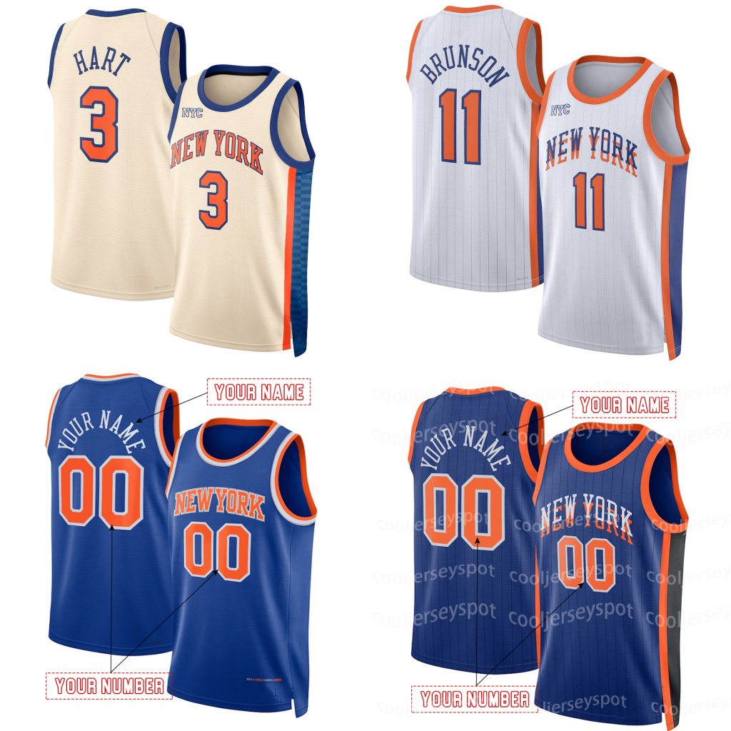 11 BRUNSON Basketball Jersey Josh Hart Towns Anunoby Mikal Bridges Dadiet Ariel Hukporti Guerschon Yabusele 100% Stitched Embroidered