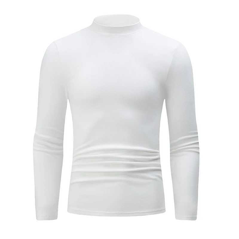 4/1 Piece Autumn And Winter Mens Semi High Neck Warm Windproof Base Top Solid Color Versatile Youth Casual Sports Thick Base T- G251215