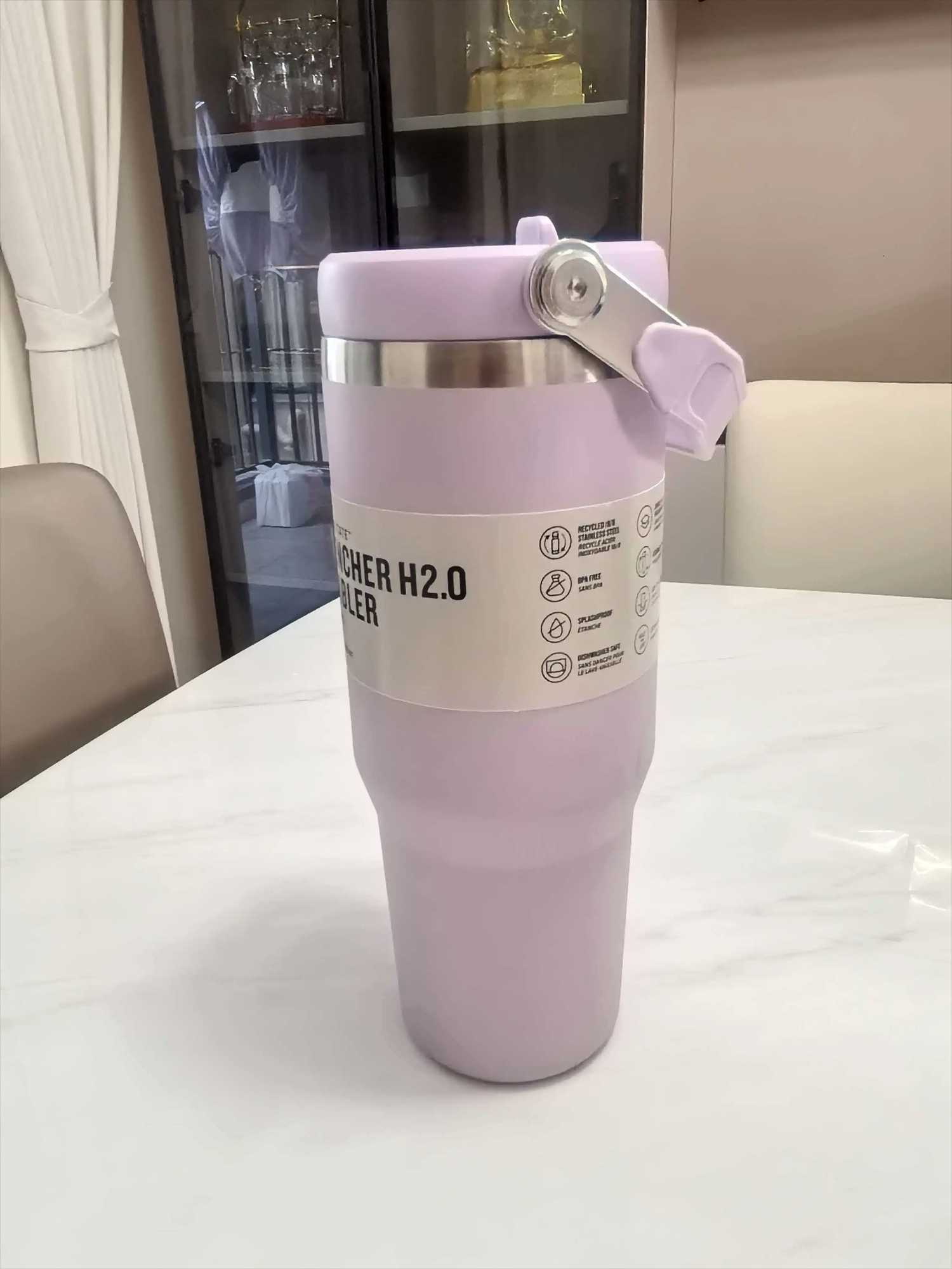 New 30-ounce vacuum straw double-layer insulated stainless steel sports water bottle suitable for holding hot and cold drinks H251215