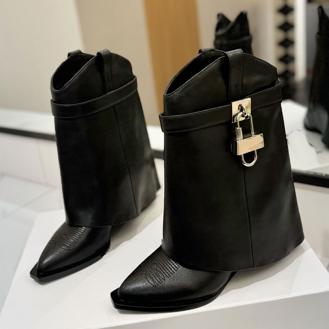 12A Top Quality Designer Boot Women Lock Boots Luxury Comfort Genuine Leather Fashion Boot Shoe Size 35-42 WITHOUT BOX