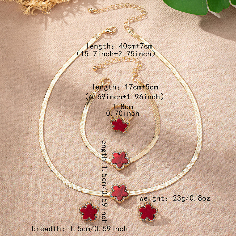 Designer Necklace Celebrity Style Flower Vintage Fashion Elegant Bracelet Earrings Luxurious Jewelry Ring Set