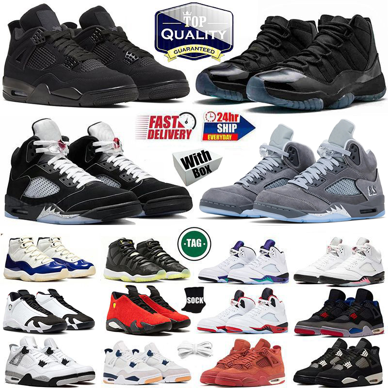 with box Designer Basketball shoes 4S Black Cat brick by brick white cement thunder 5s wolf grey black metallic reimagined bred 11s gamma blue 14s Trainers sport shoes