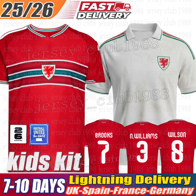 wales football jersey 2026 BROOKS WILSON JOHNSON Neco Williams HOME football shirts kids kit home away top quality soccer jersey wales 2026