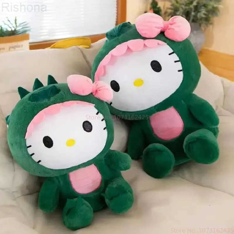 Sanrio 80cm Dinosaur Hello Kitty Plush Toy Kawaii Anime Large Plushie Pillow Cute 35/50/65cm Cartoon Stuffed Doll Christmas Gift H251215