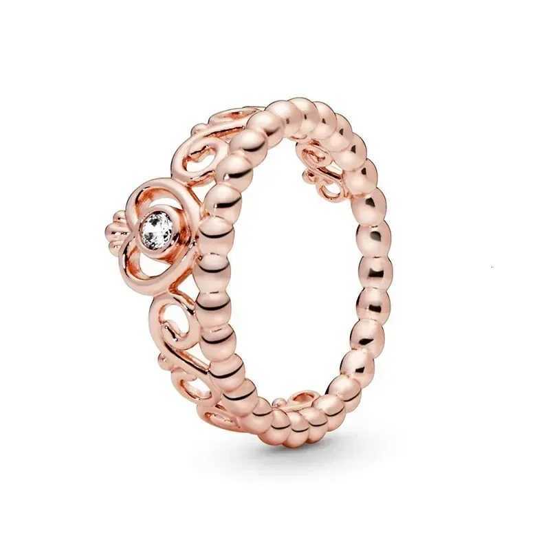 2025 New 925 Sterling Silver Sophisticated Rose Gold Radiant Crown Round Heart Ring Timeless Luxury Charm Jewelry Sweet Gifts M251215