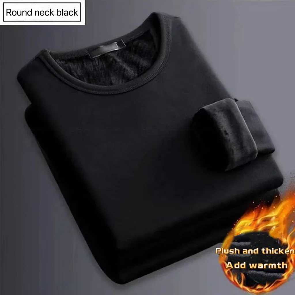 1pcs Men Thickening Velvet Warm Tops Mens Winter Long-sleeved Thermal Underwer Male Round Neck Fashion T-shirt M-5XL G251215