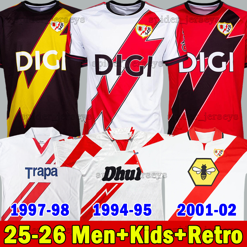 XXXL 4XL 25 26 Rayo Vallecano Soccer Jerseys Retro 1994 97 2001 02 ISI DE FRUTOS ALVARO ALEMAO 2025 2026 FRAN PEREZ CAMELLO GUMBAU Football Shirts Men Uniforms kids kits