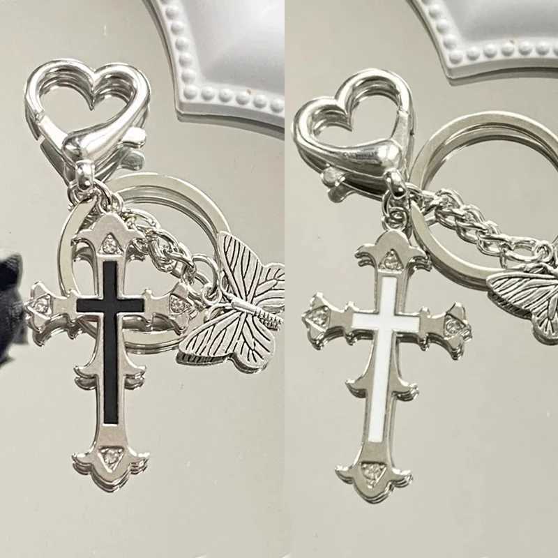 Y2K Butterfly Keychain Sweet Cool Bag Pants Cross Pendant Keyring Y2k Fashion Pendant Key Chain Vintage Aesthetic Accessory M251215