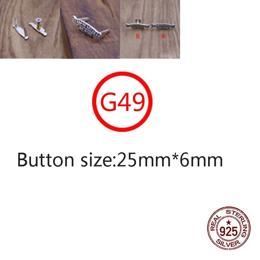 G49 S925 Sterling Silver Button Jeans Button Hip Hop Square Cross Flower Fashion Jewelry Decoration Button Wallet Leather Retro Decoration new
