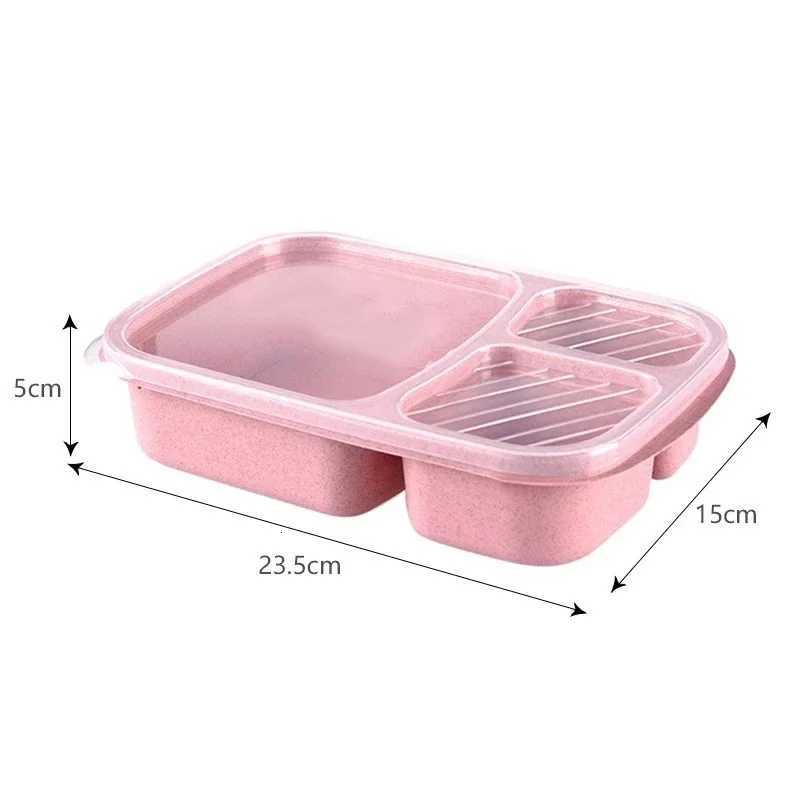 Wheat Straw Lunch Box Portable Bento Box With Cpartment Picnic Bento Box Fruit Container Microwave Oven Dinnerware for Student H251213