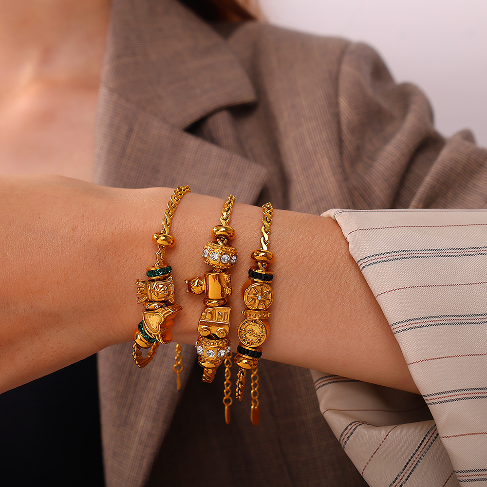 TaiYang 2025 New Women's Fashion Multi Element Beaded Love Pan Family Bracelet Jewelry DIY charm Accessories Daily Dressing Party Holiday Gift