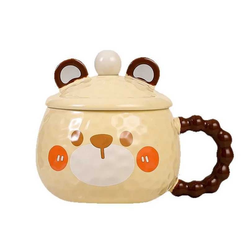 New cute ceramic gs with LIDS he coffee cups couple off drinking cups birthday gift cups H251215