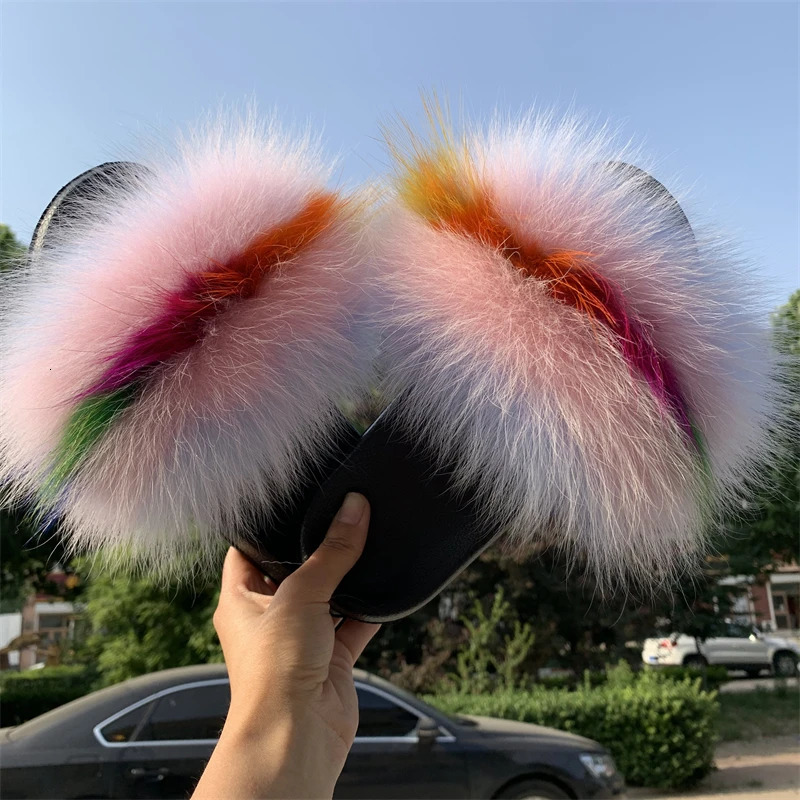 Arrival Girl Fluffy Fur Slippers Ladies Indoor Warm Furry Fur Flip Flops Women Amazing Plush Fur Slides Wholesale 251215