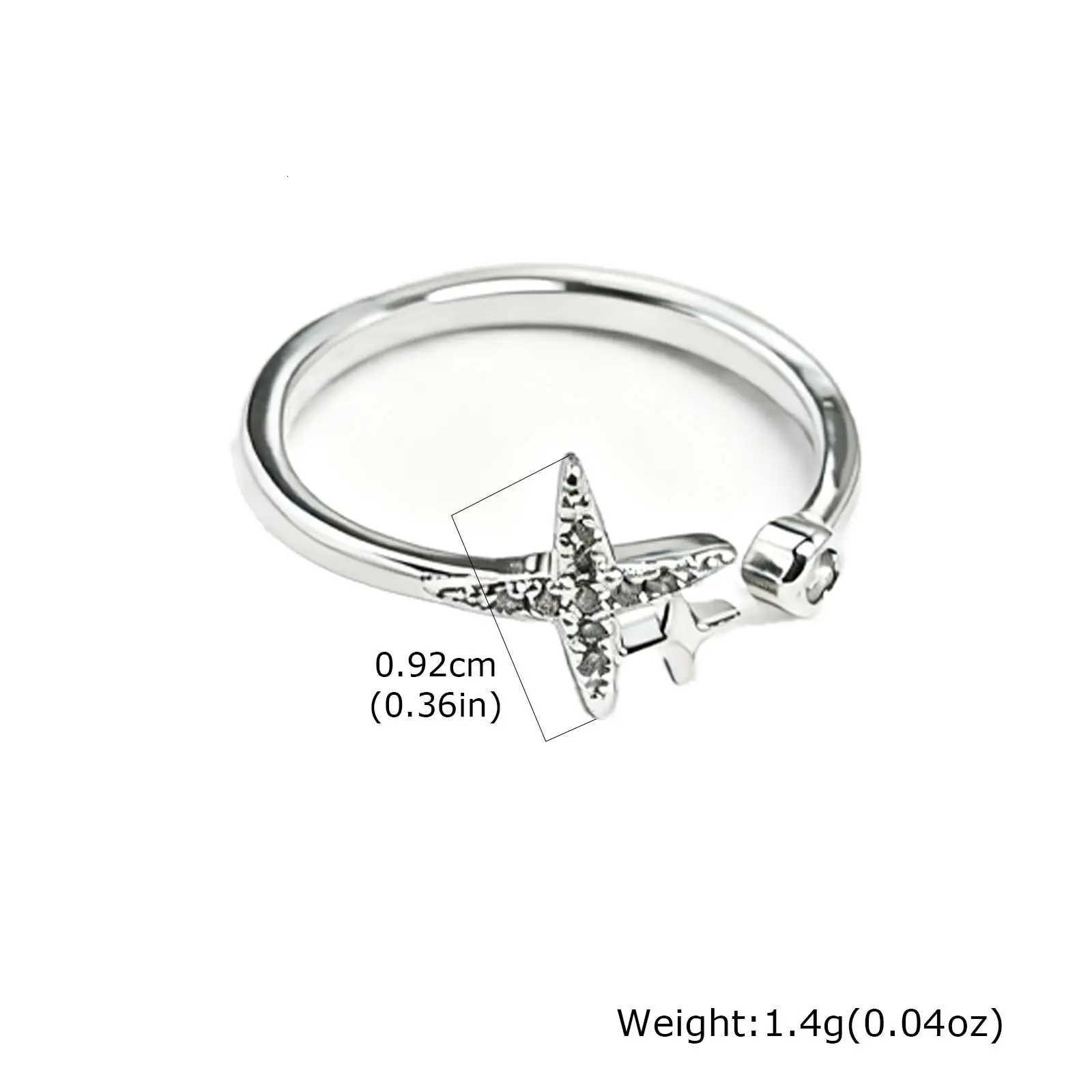 Trendy Silver Tone Open Ring Hypoallergenic Adjustable Star Zircon Ring Womens Fashion Jewelry M251215