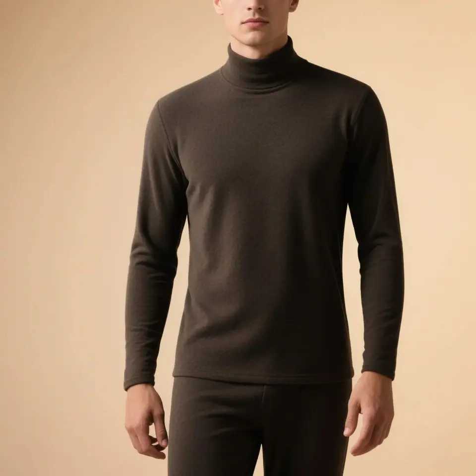 New Mens Thermal Underwear Top Slim Fit Long Sleeve High Neck Shirt Autumn Winter Clothes Thin Tights for Cold Weather G251215