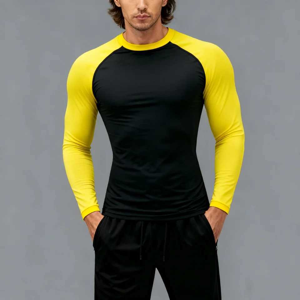 Underwear Men Compression Shirt Athletic Yoga Running Long Sleeve T-Shirt Spring Fall Gym Workout Stretchy Baselayers Rash Guard G251215