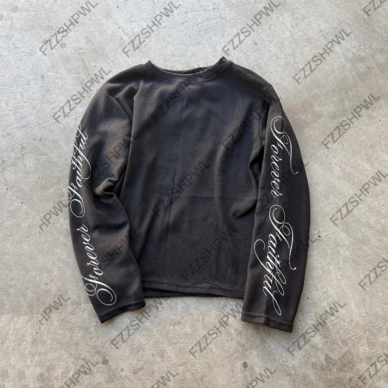 O-Neck Hip Hop Y2k Long sleeve Top Harajuku Letter Print Punk High street Long sleeve T-shirt Fashion Rock Gothic Unique Clothes 251211