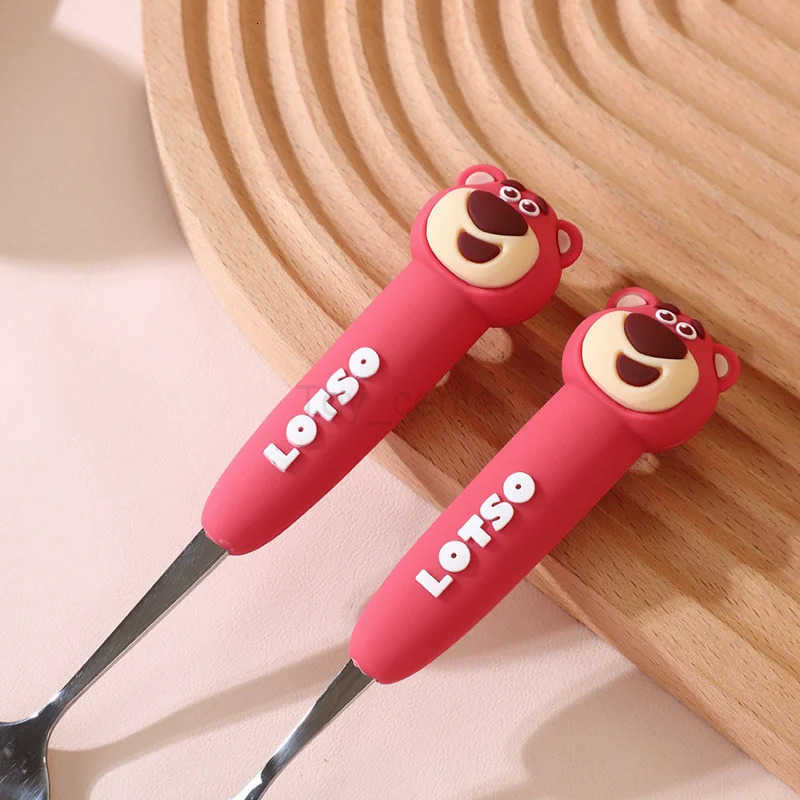 Disney Strawberry Bear Tableware Cartoon Pooh Bear 304 Stainless Steel Spoon Fork Portable Dinnerware Kitchen Tool Supplies H251215