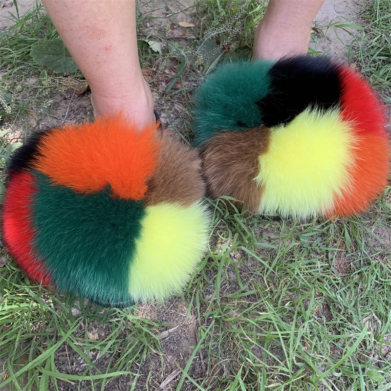 Arrival Girl Fluffy Fur Slippers Ladies Indoor Warm Furry Fur Flip Flops Women Amazing Plush Fur Slides Wholesale 251215