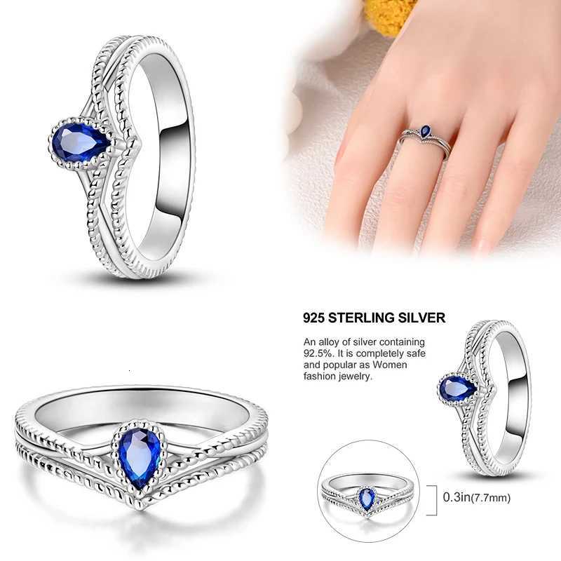 Trendy Sunflower Ring For Women 925 Sterling Silver Double Layered ing Bone Blue Zircon Ring Exquisite Wedding Party Jewelry M251215