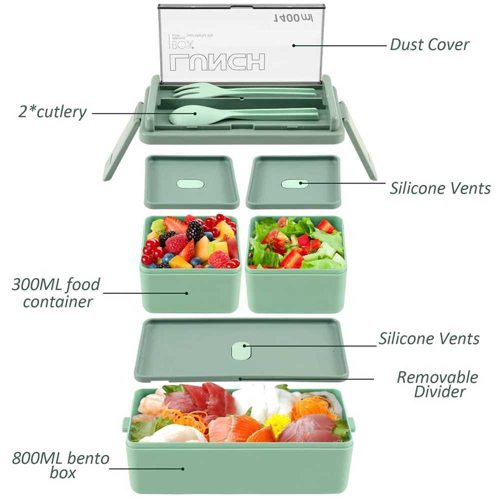 Double Layer Portable Lunch Box For Kids With Fork and Spoon Microwave Bento Boxes Dinnerware Set Food Storage Container H251213