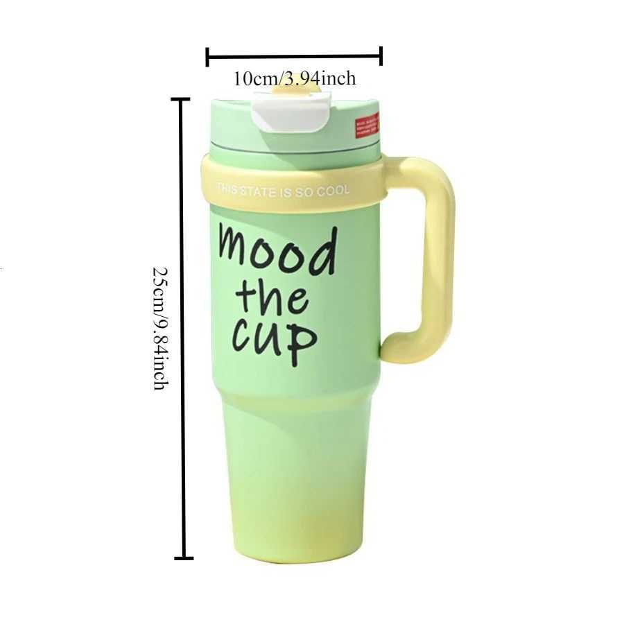 Jumbo thermal insulation straw ice bar cup large capacity girls high-color dopamine color matching office car travel cups H251215