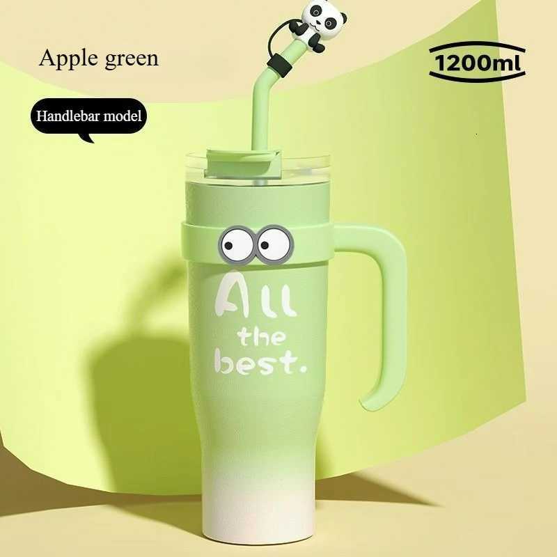 1200ml Large-capacity Insulated Cup Stainless Steel Double-layer Mug Straw American Coffee Cup Travel Water Cup with Handle H251215