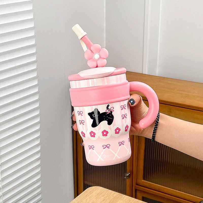 25oz Tumbler with Handle and Straw Lid Leak-proof Travel Coffee Mug Stainless Steel Insulated Cup For Beverages BPA Free H251215